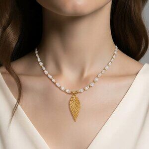 Semi-Precious Stone Necklace – Gold Details & Pearl Accents